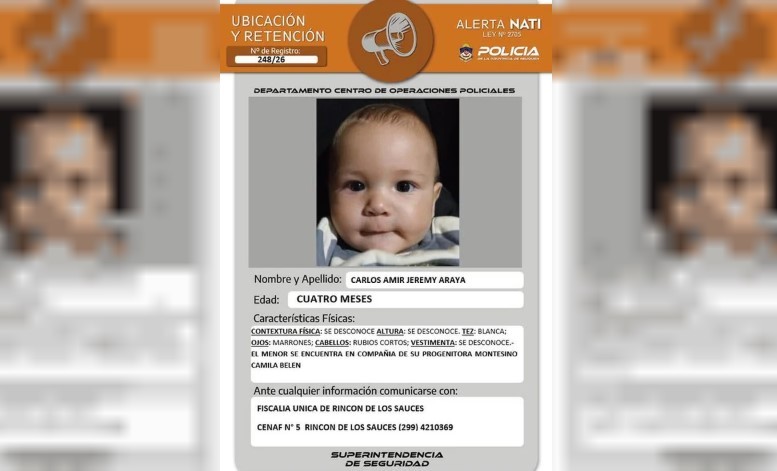 Alerta Nati en Neuquén: buscan desesperadamente a un bebé de 4 meses y a su madre desaparecidos | Actualidad