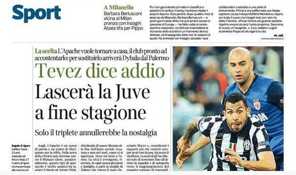 Un diario italiano dice que Tévez vuelve a Boca a mitad de año | Deportes