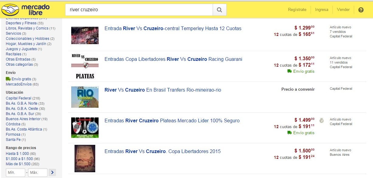 Allanan MercadoLibre por la reventa de entradas para River-Cruzeiro | Deportes