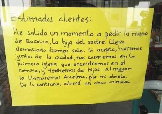 El mejor aviso de "vuelvo en cinco minutos" de la historia | Curiosidades