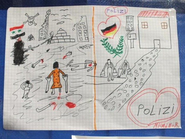 Dibujo viral: un niño sirio sorprendió a la policía alemana con sus trazos | Internacionales