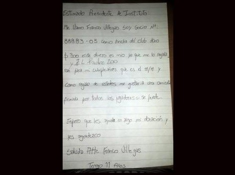 La emotiva carta de un joven hincha de Instituto que se solidarizó con el club | Deportes