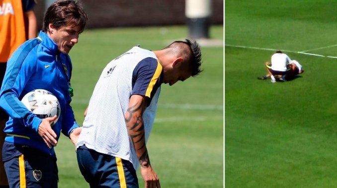 Centurión tuvo que dejar el entrenamiento de Boca por una fuerte patada de Insaurralde | Deportes