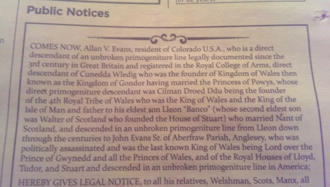 Estadounidense anunció en el "Times" ser el legítimo rey de Inglaterra | Internacionales
