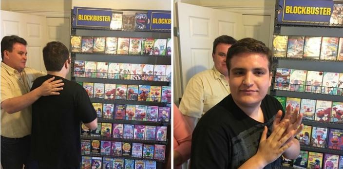 Los padres de un joven con autismo le armaron un videoclub en su casa al enterarse de que iba a cerrar | Redes