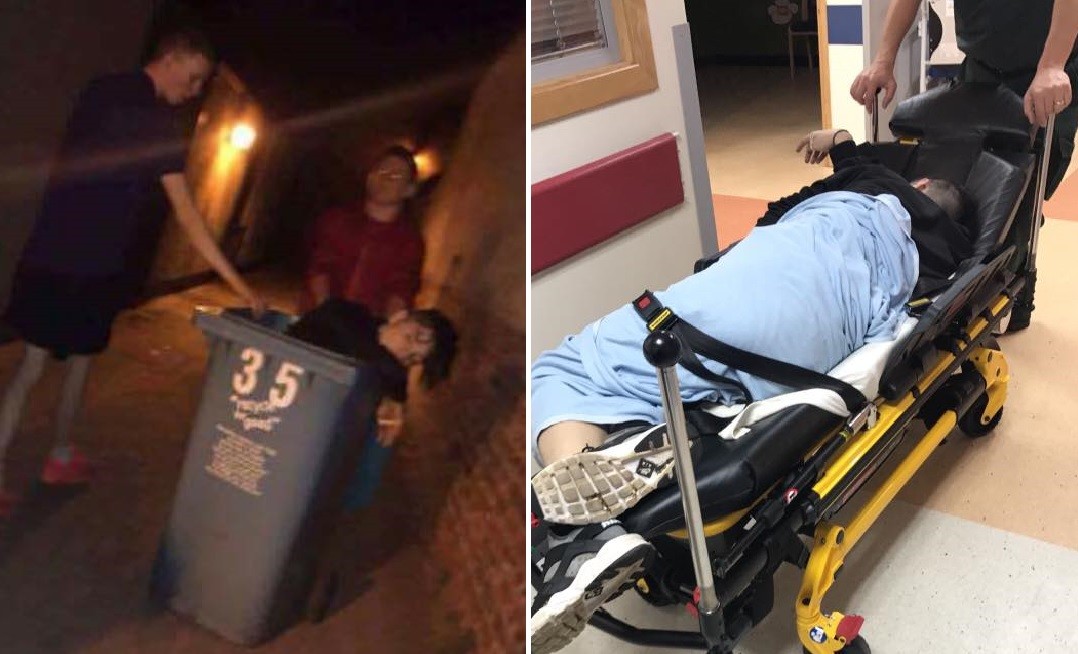 Fue con sus amigos a una fiesta y lo abandonaron en coma alcohólico dentro de un tacho de basura | Internacionales