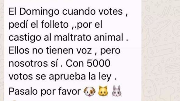 "Ellos no tienen voz, pero nosotros sí", la falsa cadena de WhatsApp que puede terminar con tu voto impugnado | Redes