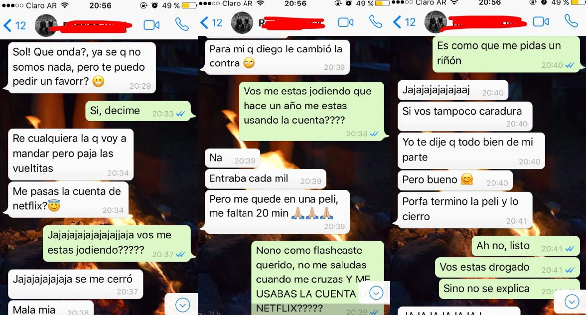"CERRÁ MI CUENTA PORQUE TE MATO", el desopilante chat entre dos ex novios peleándose por una cuenta de Netflix que se viralizó en las redes | Redes
