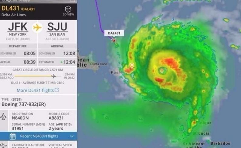 La increíble maniobra de un avión que esquivó dos veces al huracán Irma en Puerto Rico | Internacionales