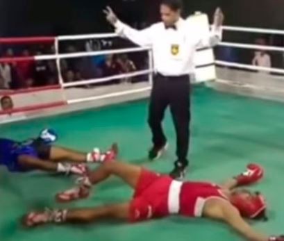 Insólito doble nocaut desconcierta al juez | Deportes