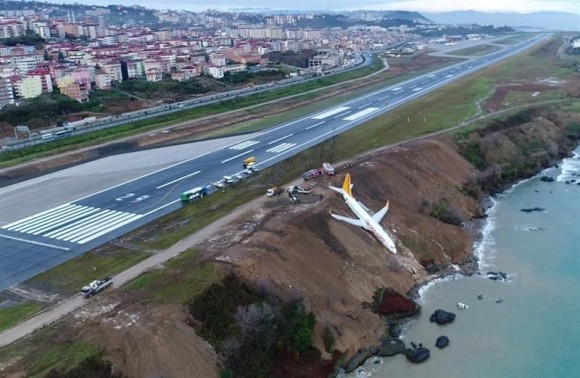 Videos: un avión con 162 pasajeros cayó por un acantilado y no hay heridos | Internacionales