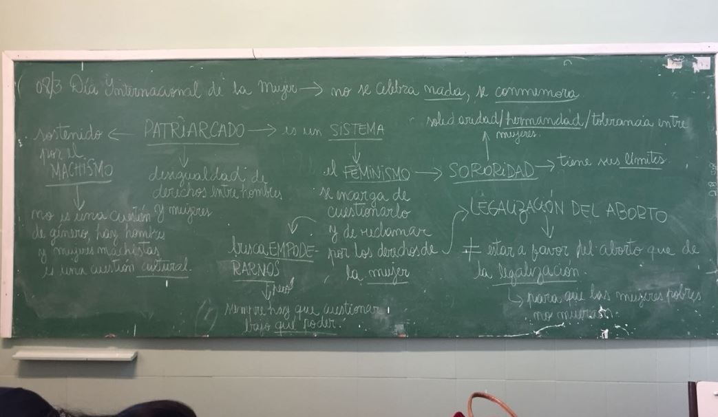 El pizarrón #8M de una docente de primer año | Redes