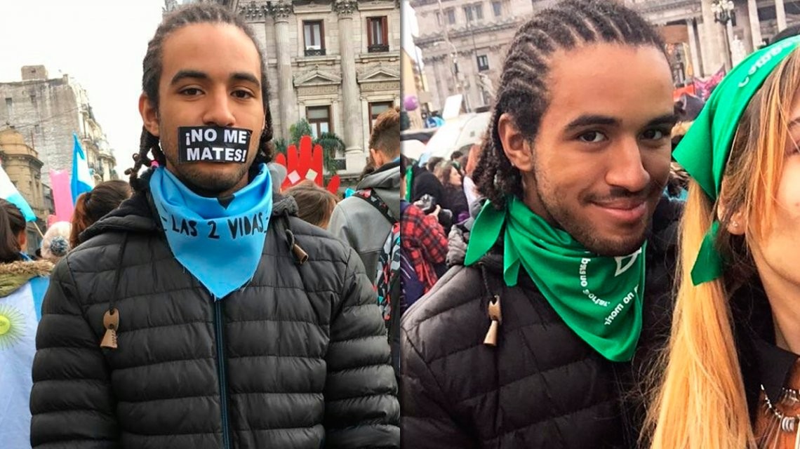 ¿Pañuelo verde o celeste?: el misterioso joven que estuvo en las dos marchas del aborto | Redes