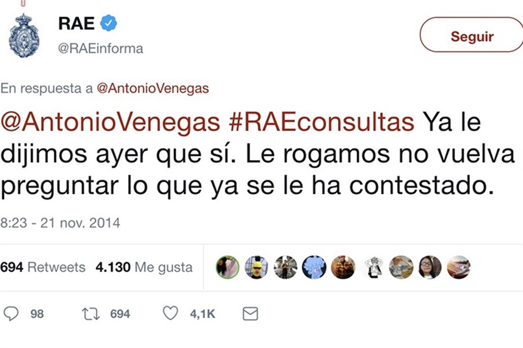 El tuitero que logró sacar de sus casillas a la Real Academia Española | Redes