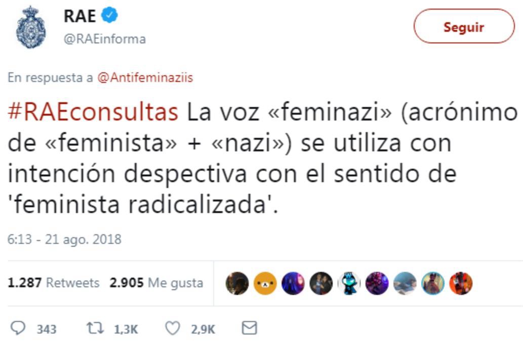 Polémica en las redes por la definición de la RAE del término "feminazi" | Redes