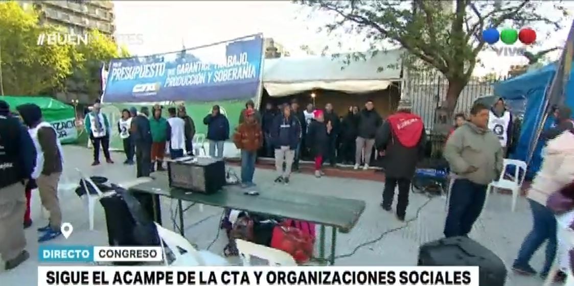 Acampe de la CTA y organizaciones sociales en el Congreso | Actualidad