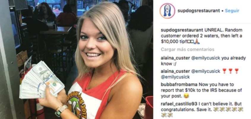 El extraño caso de un hombre que pidió dos vasos de agua y dejó 10.000 dólares de propina | Curiosidades