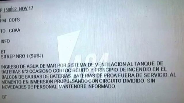 ARA San Juan: el último mensaje antes de su desaparición | Actualidad