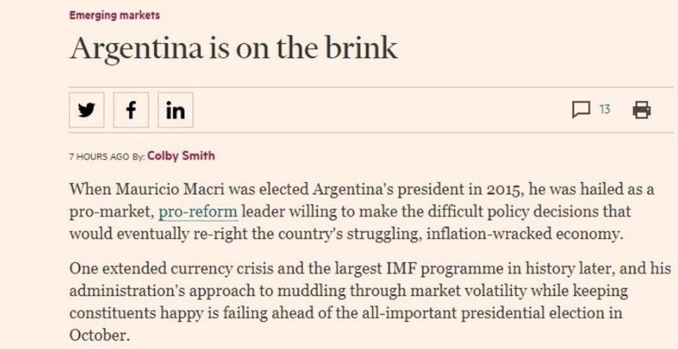 Duro diagnóstico del Financial Times: "La Argentina está en el borde" | Política