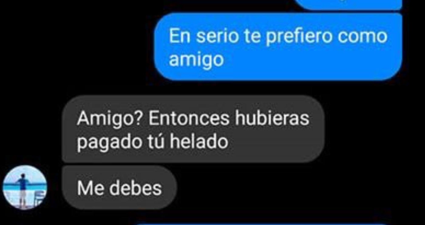 Le preguntó si quería ser su novia, ella lo "friendzoneó" y él le reclamó la plata del helado | Redes