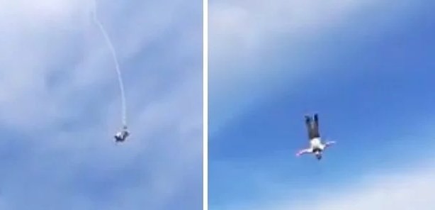 Video: el momento que un hombre saltó desde 50 metros, se cortó la cuerda y se salvó de milagro | Redes