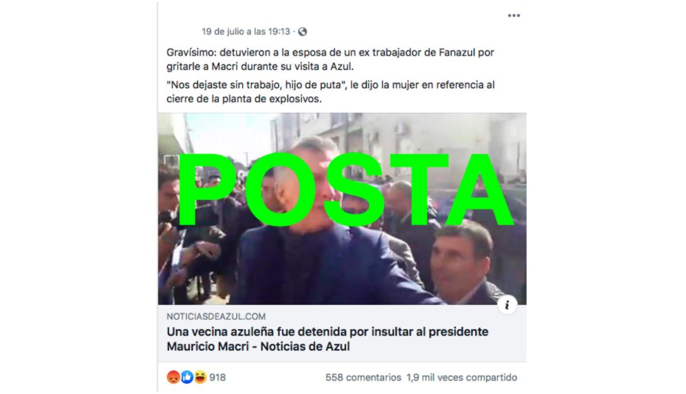 Es verdadero que una mujer fue detenida en Azul por insultar a Macri | Elecciones 2019