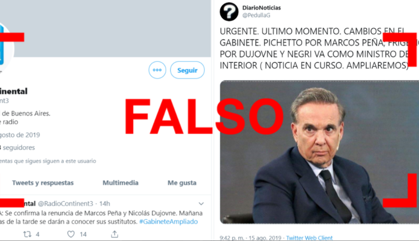 Son falsas la mayoría de las cuentas que publicaron que Peña y Dujovne renunciaron | Elecciones 2019