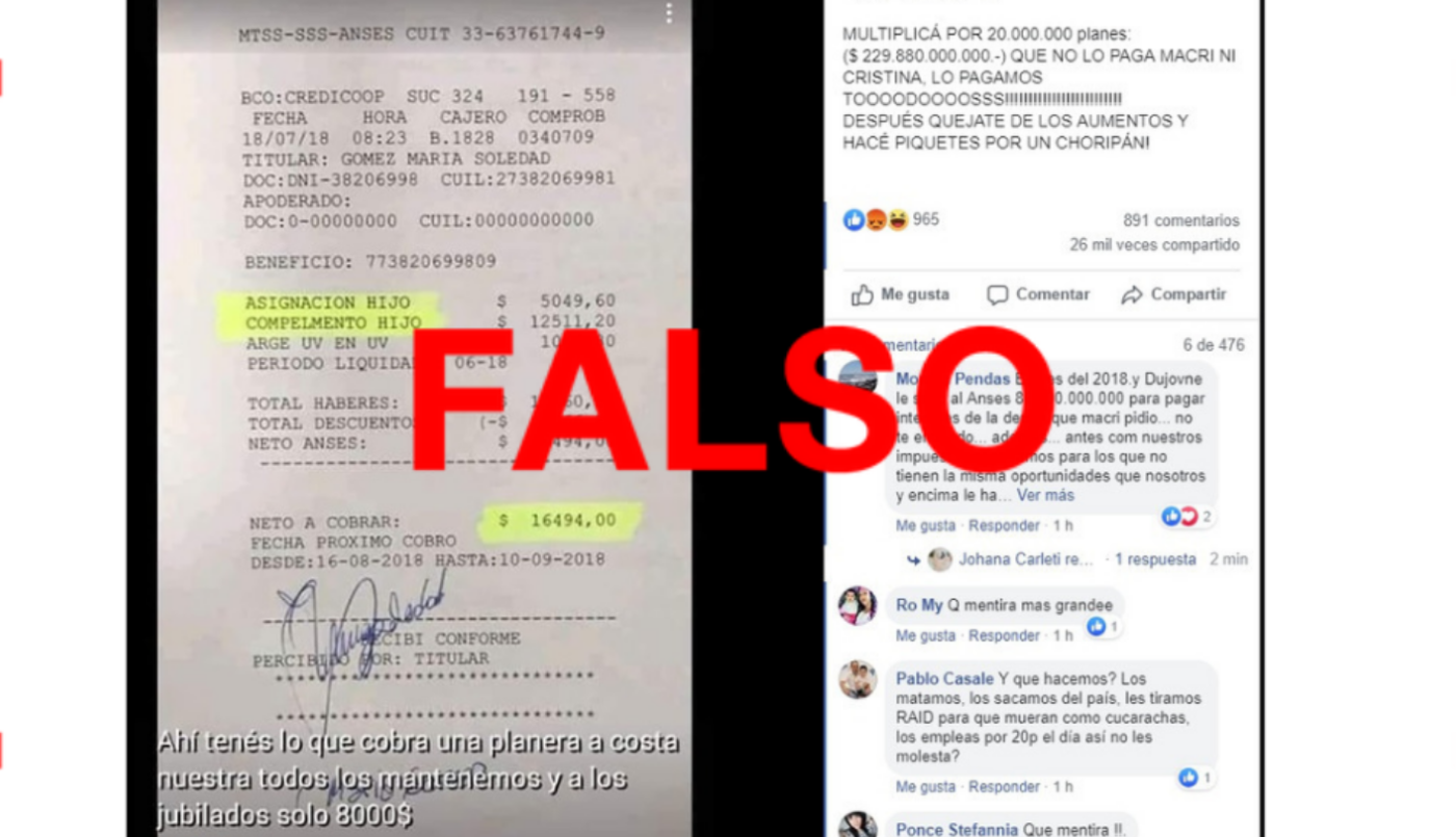 Es falso este posteo viral sobre la AUH: no hay 20 millones de personas que cobran casi $16.500 por mes | Redes