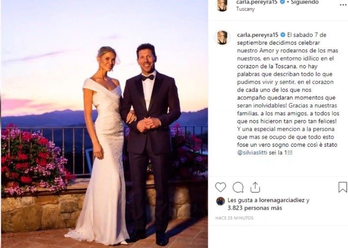 La segunda boda de Simeone y Carla Pereyra que duró tres días | Deportes
