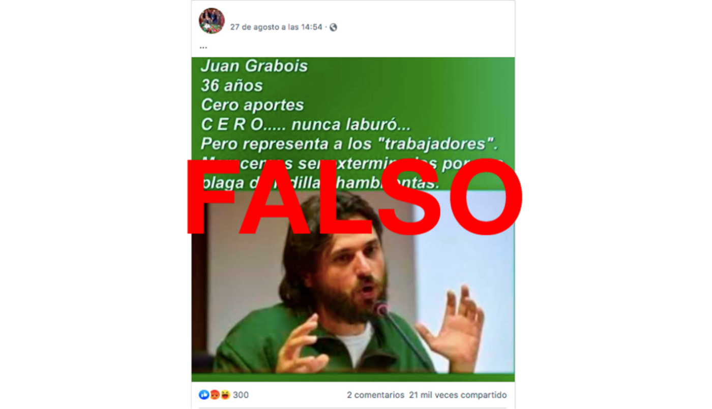 Es falso que Grabois tiene “cero aportes” y “nunca laburó” | Elecciones 2019