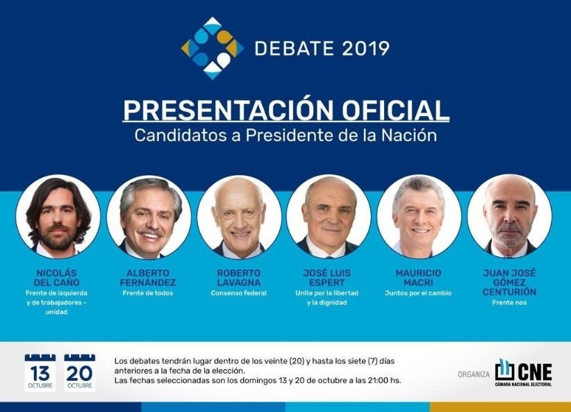 Se viene el primer debate presidencial: todos los detalles | Elecciones 2019