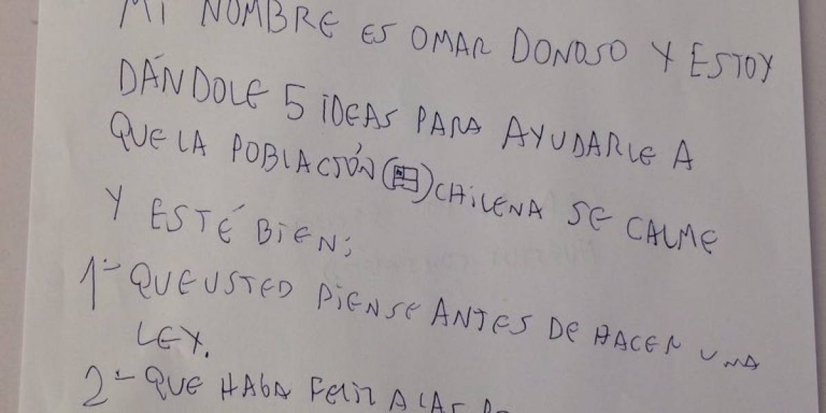 Carta viral: los consejos de un nene de 10 años al Presidente de Chile para hacer feliz a los enojados | Redes