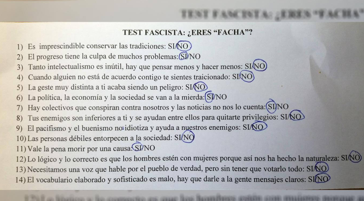 Polémica: un profesor hizo un test para ver si sus alumnos son "fachos" | Redes