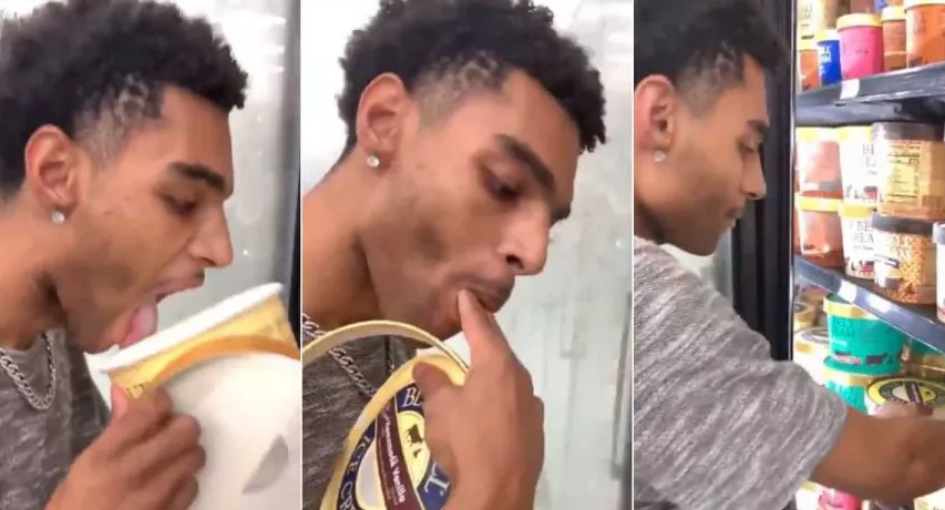 Video viral: irá a la cárcel el joven que quiso hacer un chiste y lamió un helado en el supermercado | Curiosidades