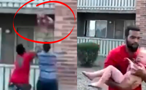 Video: el hombre que agarró en el aire a un bebé lanzado desde un tercer piso por un incendio | Internacionales