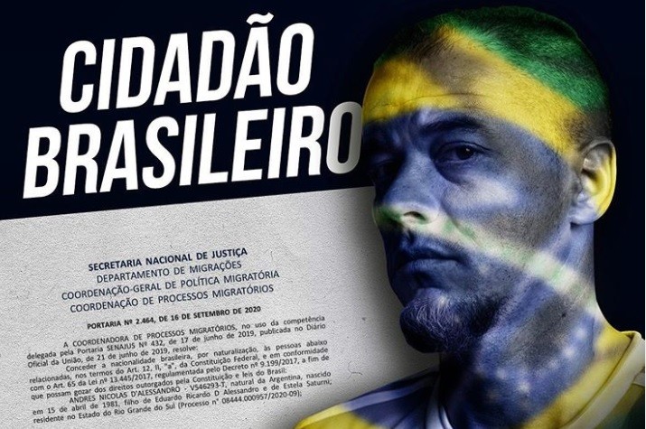 "¡Oficialmente brasileño!": el festejo del futbolista Andrés D'Alessandro | Deportes