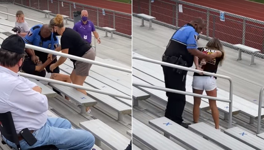 Video: policía usó la pistola táser para detener a una espectadora sin barbijo en un partido escolar | Redes