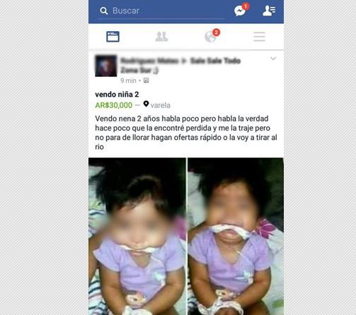 Causa indignación la venta de una nena de 2 años en Facebook | Actualidad