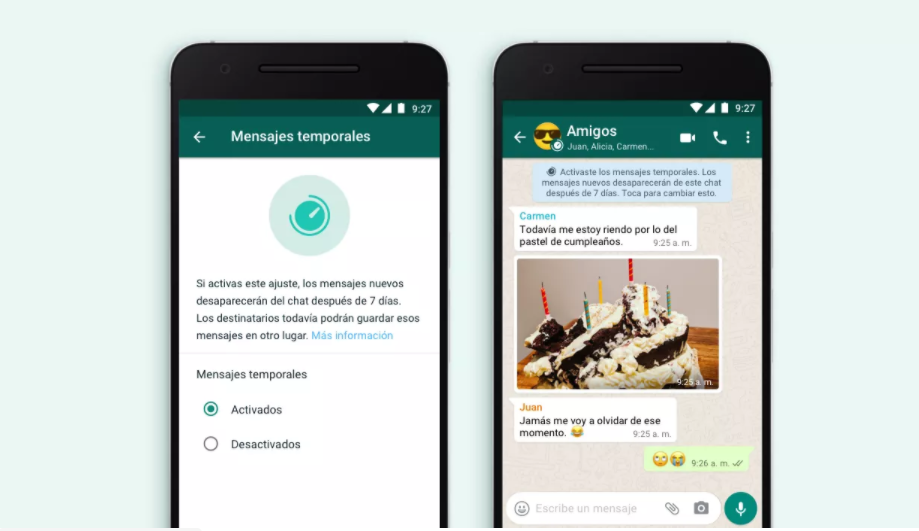 WhatsApp presentó la función de mensajes temporales | Tecno