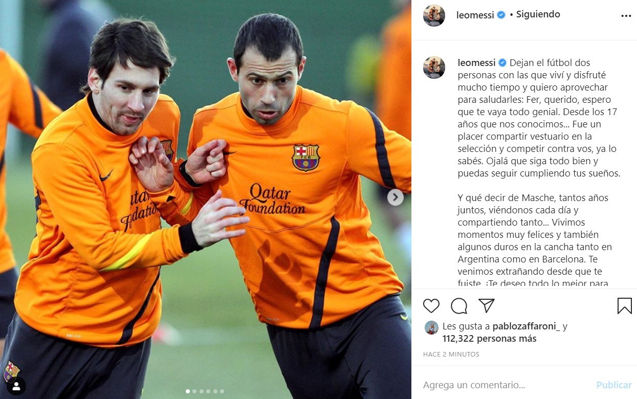 Cálidos saludos de Messi a Gago y Mascherano por sus retiros del fútbol | Deportes
