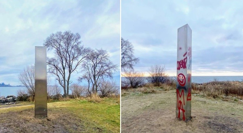 Resurge el misterio: apareció un monolito en Canadá y lo vandalizaron | Internacionales