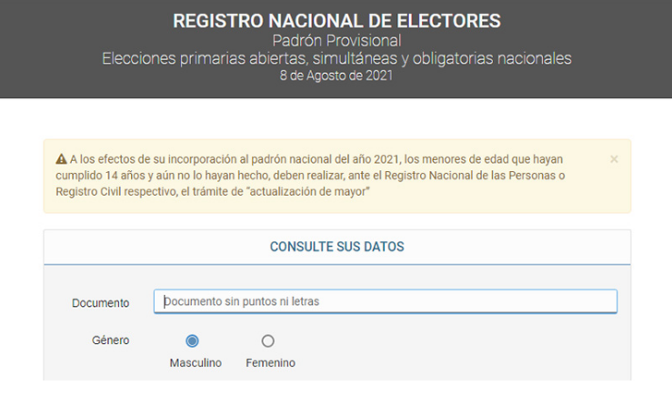 Publicaron el padrón electoral y ya se puede consultar a través de internet | Política