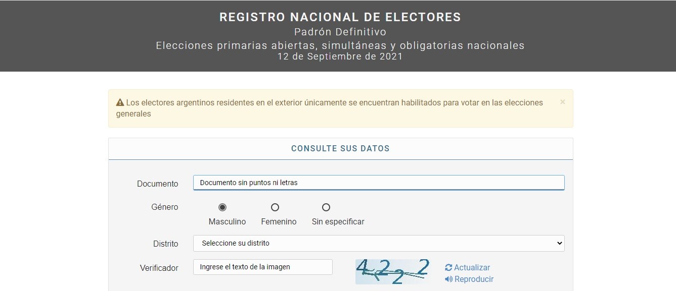 ¿Dónde voto el domingo?: consultá acá el lugar, mesa de votación y el número de orden | Actualidad