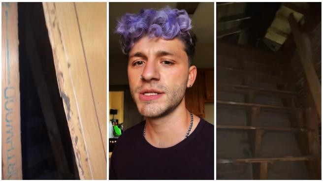 Videos: descubrió detrás de una pared de su casa unas escaleras secretas que llevan a una espeluznante habitación | Internacionales