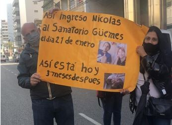 Piquete familiar para denunciar a un sanatorio por abandonar a un joven con cáncer: "Con un simple traslado a tiempo, hoy no estaría en coma" | Actualidad
