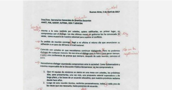 Se viralizó una carta de Vidal corregida por una docente | Política