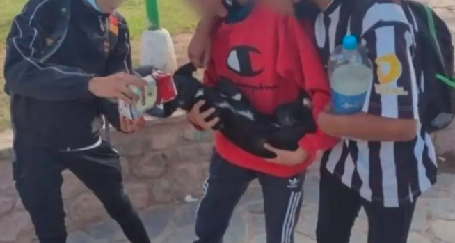 Bronca en las redes sociales por una foto de tres jóvenes que le dan vino a un perro | Actualidad