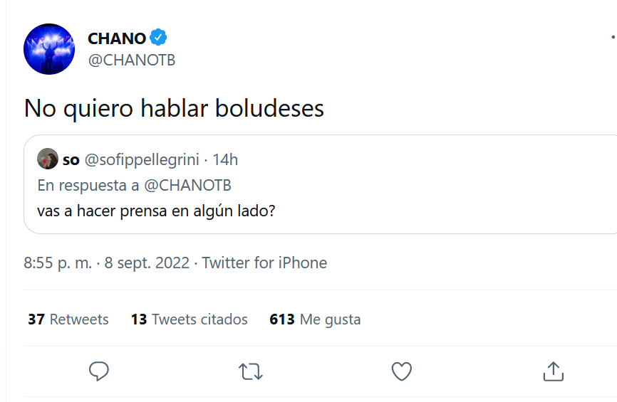 Una vez más, Chano polémico en redes: “No quiero hablar b...” | Espectáculos