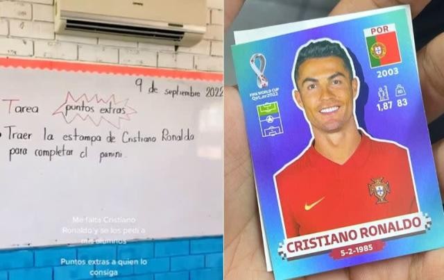 Insólita tarea: les pidió a sus alumnos conseguir la figurita de Cristiano Ronaldo | Actualidad