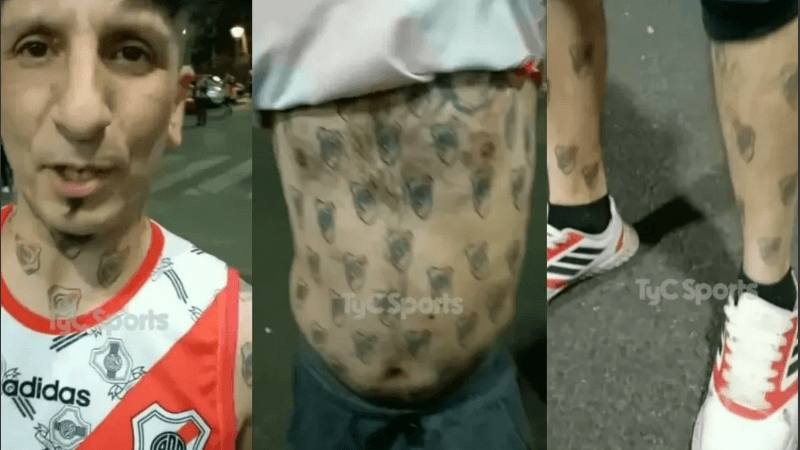 Locura “millonaria”: se tatuó 257 escudos de River en todo el cuerpo | Deportes
